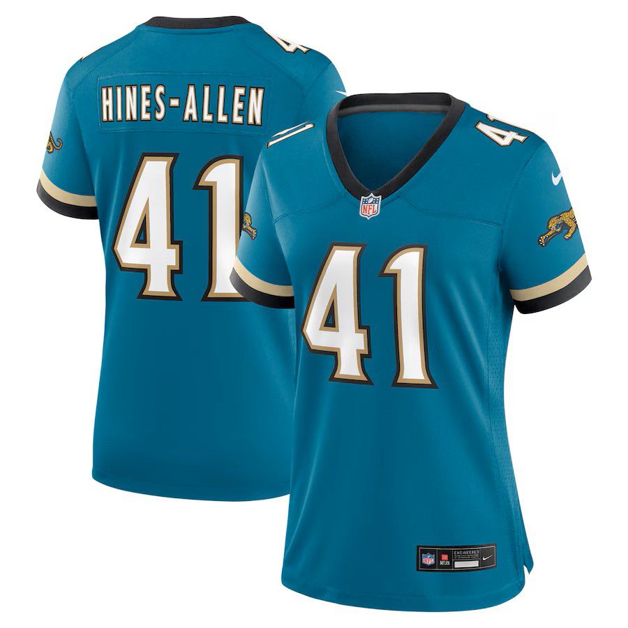 Women Jacksonville Jaguars #41 Josh Hines-Allen Green Nike Throwback Game NFL Jersey